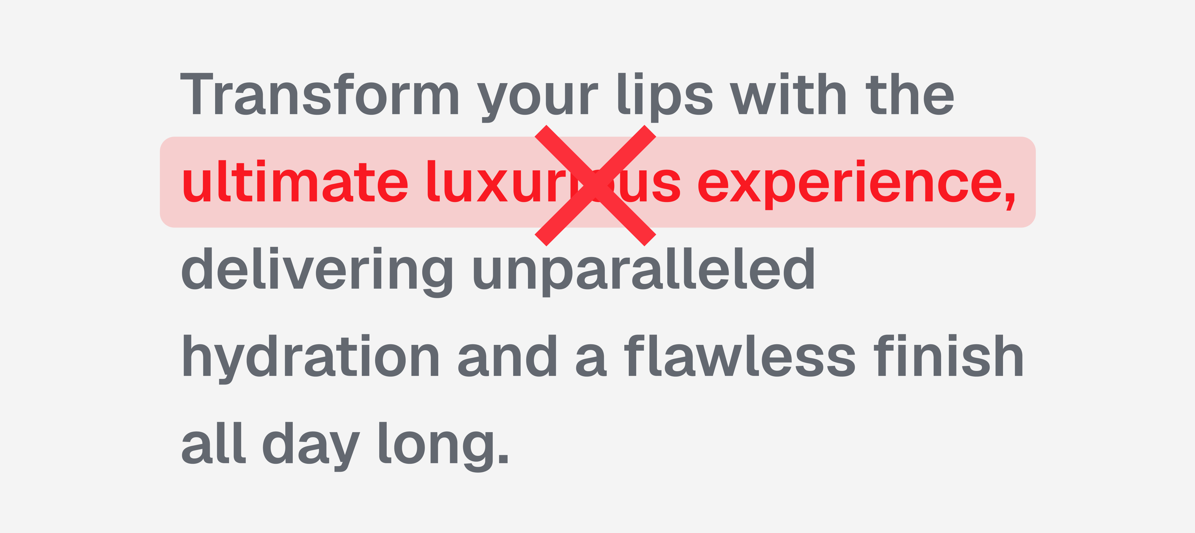 Generated product copy with a highlighted phrase requiring seller review